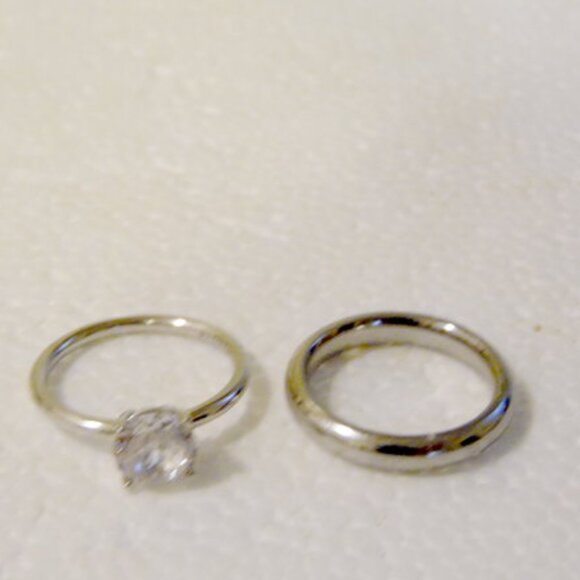 Radiance by Absolute Simulated Diamond Solitaire Ring & Wedding Band - Picture 5 of 5